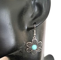Durham Filigree Flower Turquoise Drop Earrings