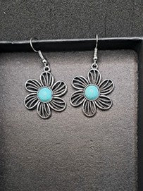Durham Filigree Flower Turquoise Drop Earrings