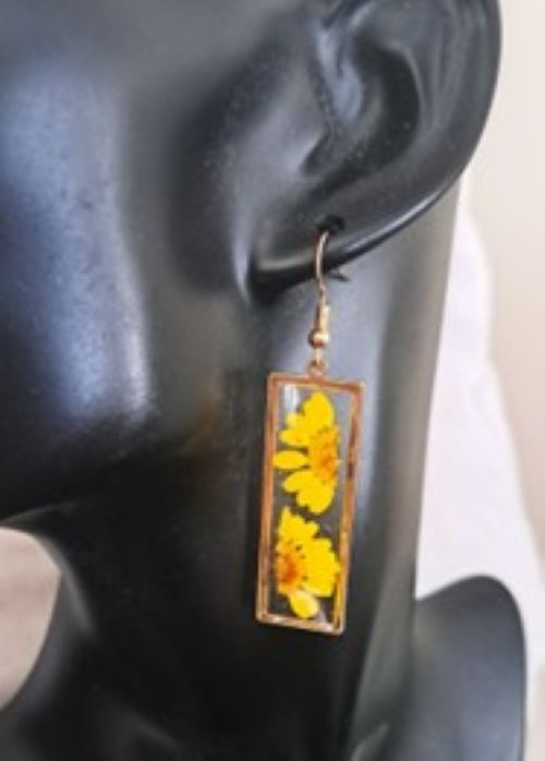 Colne Natural Yellow Dried Flowers Drop Earrings
