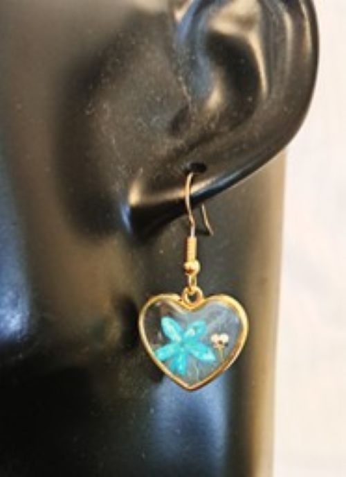 Derwent Natural Blue Dried Flowers Drop Earrings