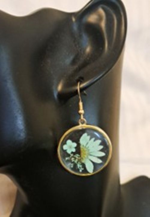 Esk Natural Blue Dried Flowers Drop Earrings