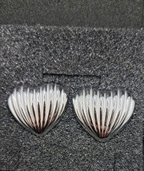 Louisiana 3 Stainless Steel Ridged Heart Stud Earrings