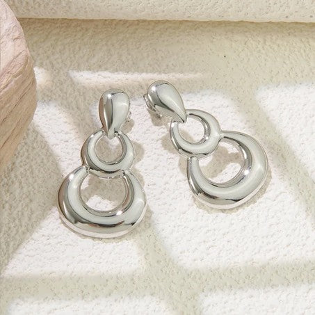 Maryland 2 Stainless Steel Double Circle Stud Earrings