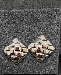 Missouri 1 Stainless Steel Basket Weave Square Stud Earrings
