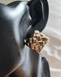 Missouri 1 Stainless Steel Basket Weave Square Stud Earrings