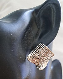 Missouri 2 Stainless Steel Brushed Design Square Stud Earrings