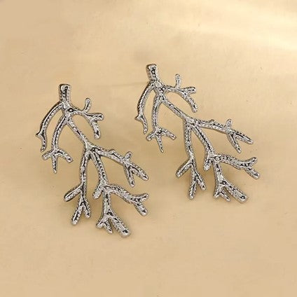 Montana 3 Stainless Steel Branch Stud Earrings