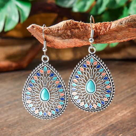 Bedford Filigree Turquoise Teardrop Earrings