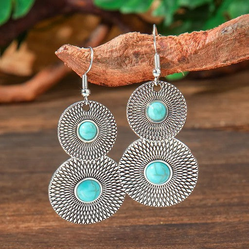 Blyth Stylish Circular Turquoise Earrings