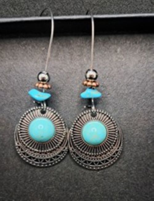 Buckingham Intricate Turquoise Circular Earrings