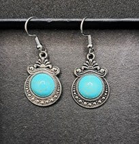 Derby Stylish Circular Turquoise Earrings