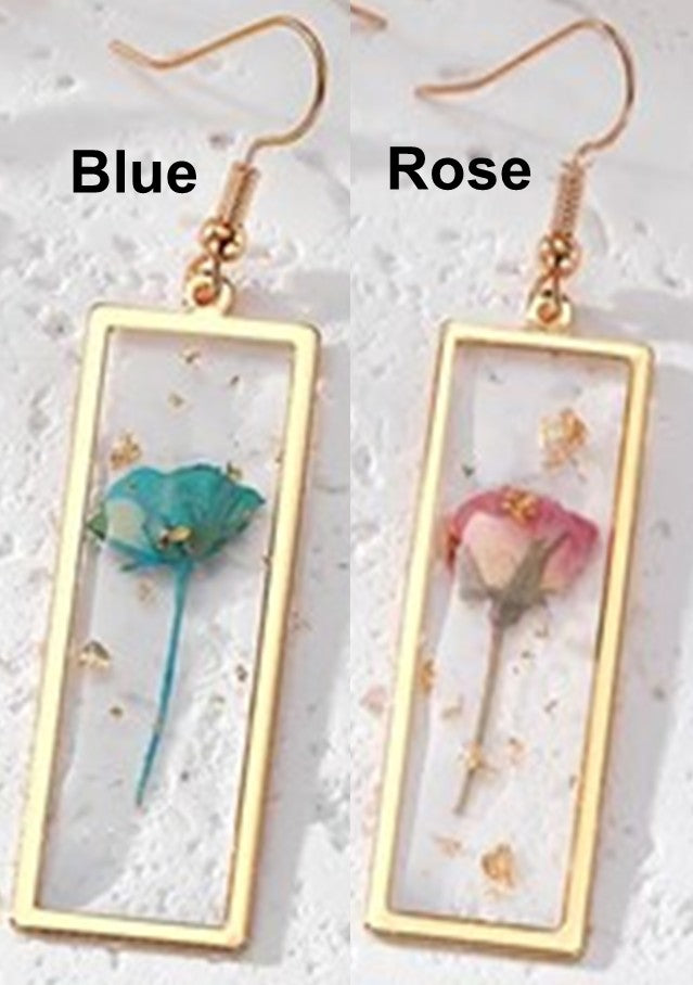 Aire Natural Dried Flowers Drop Earrings