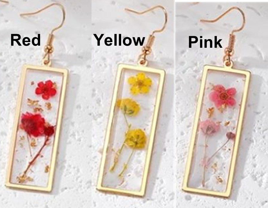 Avon Natural Dried Flowers Drop Earrings