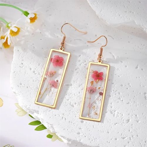 Avon Natural Dried Flowers Drop Earrings