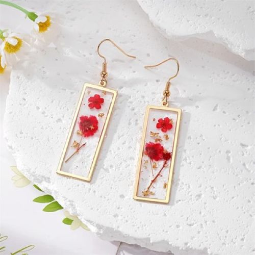 Avon Natural Dried Flowers Drop Earrings
