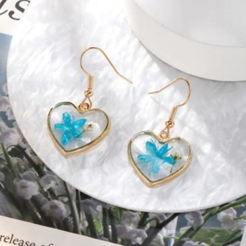 Derwent Natural Blue Dried Flowers Drop Earrings
