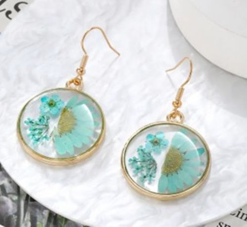 Esk Natural Blue Dried Flowers Drop Earrings