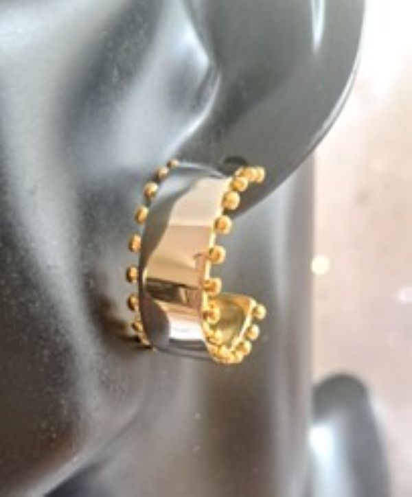 Alabama Stainless Steel Cuff Earrings with 18ct Gold Plating