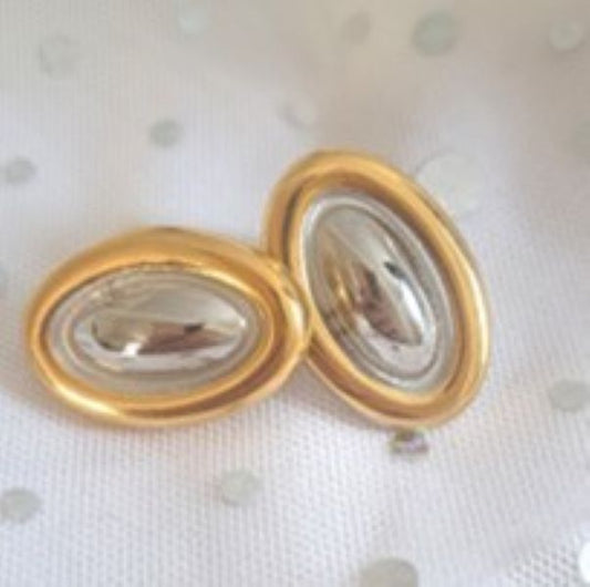 Alaska Stainless Steel Oval Earrings with 18ct Gold Plating