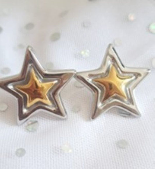 Arizona Stainless Steel Star Earrings with 18ct Gold Plating