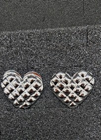 Louisiana 1 Stainless Steel Quilted Heart Stud Earrings