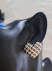 Louisiana 1 Stainless Steel Quilted Heart Stud Earrings